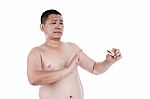 Belly Fat People At Large From Eating Behaviors. Junk Food. Enjo Stock Photo
