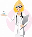 Blonde Doctor With Medicine Stock Photo