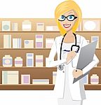 Blonde Pharmacist Stock Photo