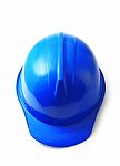 Blue Safety Helmet Over White With Clipping Path Stock Photo