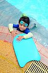 Boy With Swimming Accessories Stock Photo