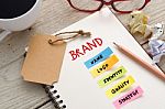 Brand Marketing Concept With Brand Tag Stock Photo