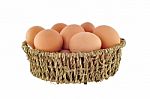 Brown Eggs In Basket Stock Photo