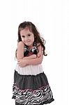 Brunette Little Girl Isolated On A Over White Background Stock Photo