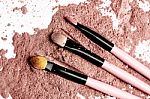 Brush On Pink Powder Set Stock Photo
