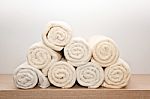 Bunch Of White Towels Stock Photo