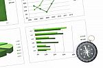Business Chart Market At Compass Stock Photo