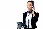 Business Executive Answering Client's Call Stock Photo