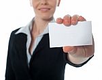 Business Lady Showing Card Stock Photo