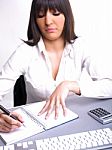 Business Lady Writing On Notebook Stock Photo