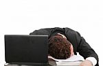Business Man Sleeping With Laptop Stock Photo
