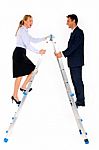 Business People Climbing On Ladder