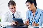 Business People Working In The Office With Digital Tablet Stock Photo