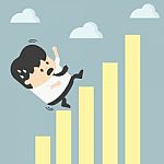 Businessman Falling Down  Graphic Chart Stock Photo