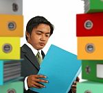 Businessman Holding Folder File Stock Photo