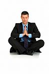 Businessman Practice Yoga Stock Photo