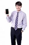Businessman Presenting Smart Phone Stock Photo