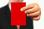 Businessman Showing Red Paper Stock Photo