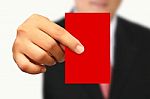 Businessman Showing Red Paper Stock Photo