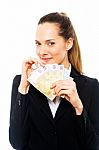 Businesswoman Holding Banknotes