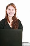 Businesswoman With Computer Stock Photo