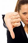 Businesswoman With Thumb Down Stock Photo