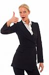 Businesswoman With Thumb Up Stock Photo