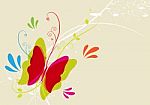 Butterfly And Floral Design Nature Background Stock Photo