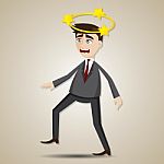 Cartoon Businessman Confused With Star On His Head Stock Photo