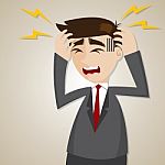 Cartoon Businessman Headache Stock Photo