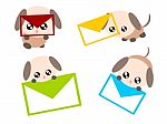 Cartoon Dog With E-mail Illustration Stock Photo