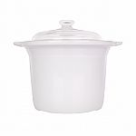 Ceramic Steam Pot With Cover On White Background Stock Photo