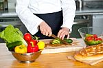 Chef Chopping Vegetables Stock Photo