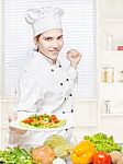 Chef Offering Vegetarian Meal Stock Photo