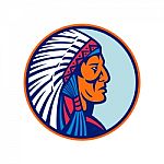 Cheyenne Chief Head Mascot Stock Photo