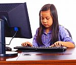 Child Working On Computer Stock Photo