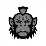 Chimpanzee Wearing Mohawk Mascot Stock Photo