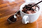 Chocolate Shake With Sunglasses Stock Photo