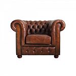 Classic Brown Leather Armchair Stock Photo
