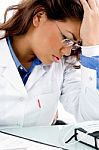 Close View Of Young Medical Professional In Tension Stock Photo
