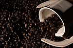 Coffe Beans And Cup Stock Photo