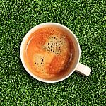 Coffee Top View On Grass Stock Photo