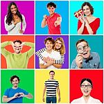 Collection Of Cheerful Youngsters Stock Photo