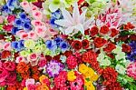 Colorful Mixed Bouquet With Various Spring Flowers Stock Photo