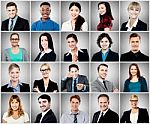 Composition Of Diverse People Smiling Stock Photo