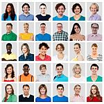 Composition Of Smiling People Stock Photo