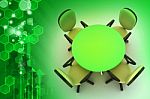 Conference Round Table And Office Chairs In Meeting Room Stock Photo