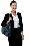 Corporate Woman With Office Bag Stock Photo