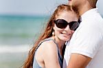 Couple In Love At Beach Stock Photo