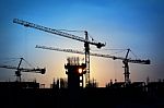 Crane And Construction Site Stock Photo